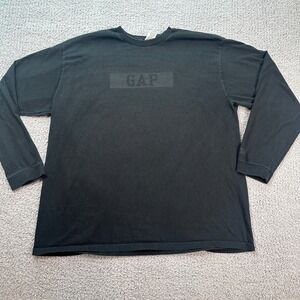 GAP Box Logo Mens Black Long Sleeve T Shirt XL Made in the USA Est 1969 Boxy Fit